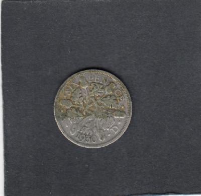 Beschrijving: 6 Pence GEORGIUS V